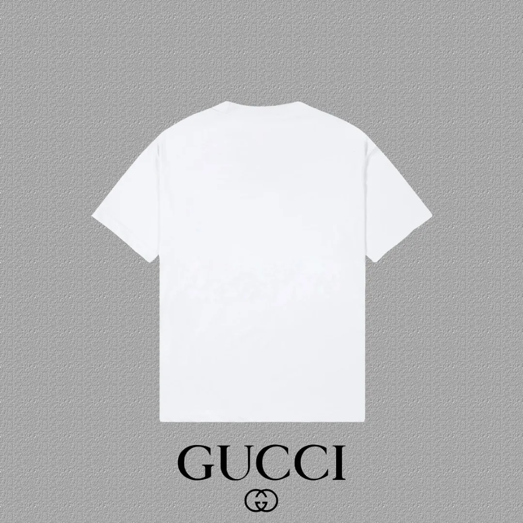 P80✨🔥 [Gucci co-branded with Balenciaga] 2026FW short-sleeved T-shirt printed letter logo Premium 26s double yarn 300g fabric heavy fabric custom stretcher rib same vat and dye complete three labels men and women Same Style Color: Black White Apricot Size: S M L XL XXL